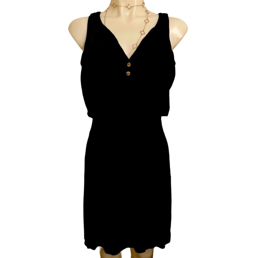 Karen Millen Black Draped Dress Sleeveless Versatile Occasion Cinched Waist